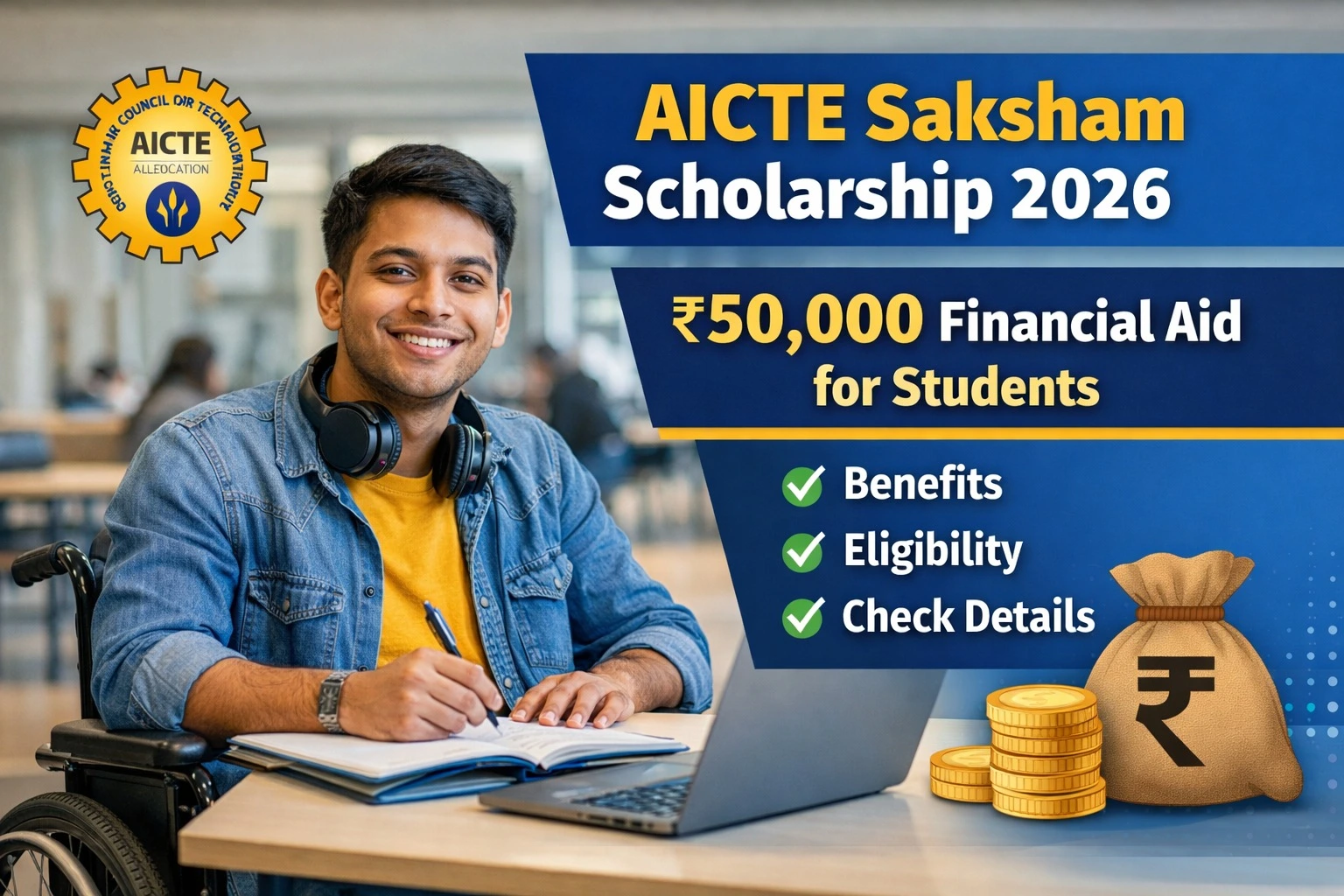 AICTE Saksham Scholarship 2026 50 000 Financial Aid For Students 
