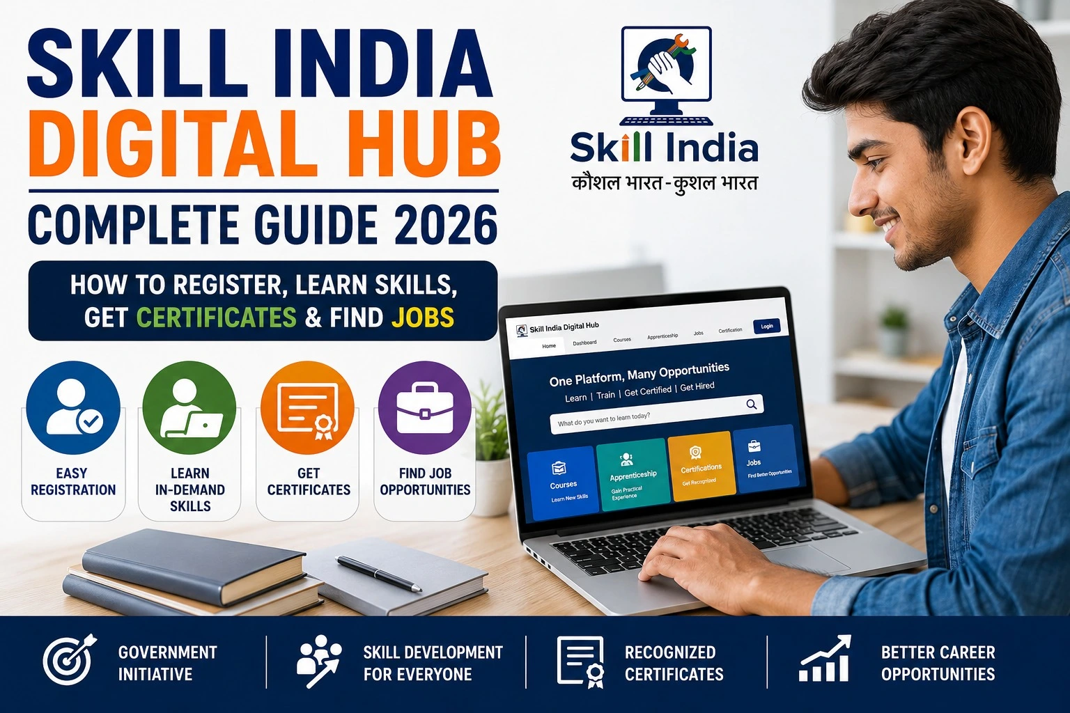 Skill India Digital Hub Complete Guide 2026: How to Register, Learn Skills, Get Certificates & Find Jobs