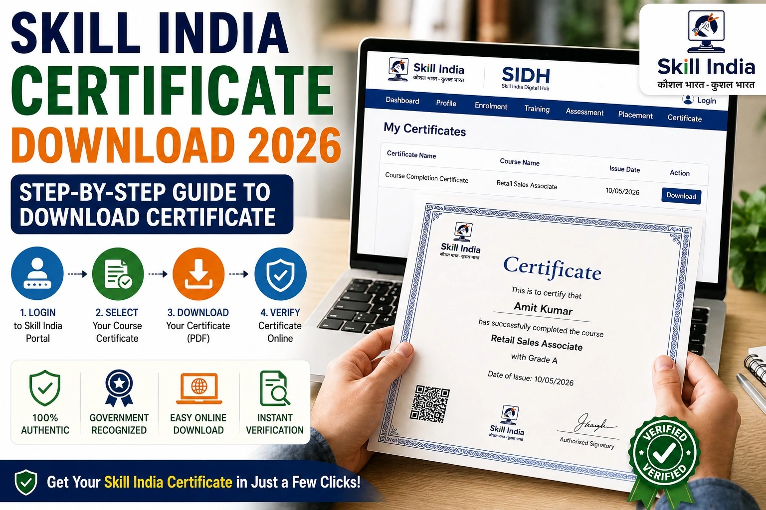 Skill India Certificate Download 2026